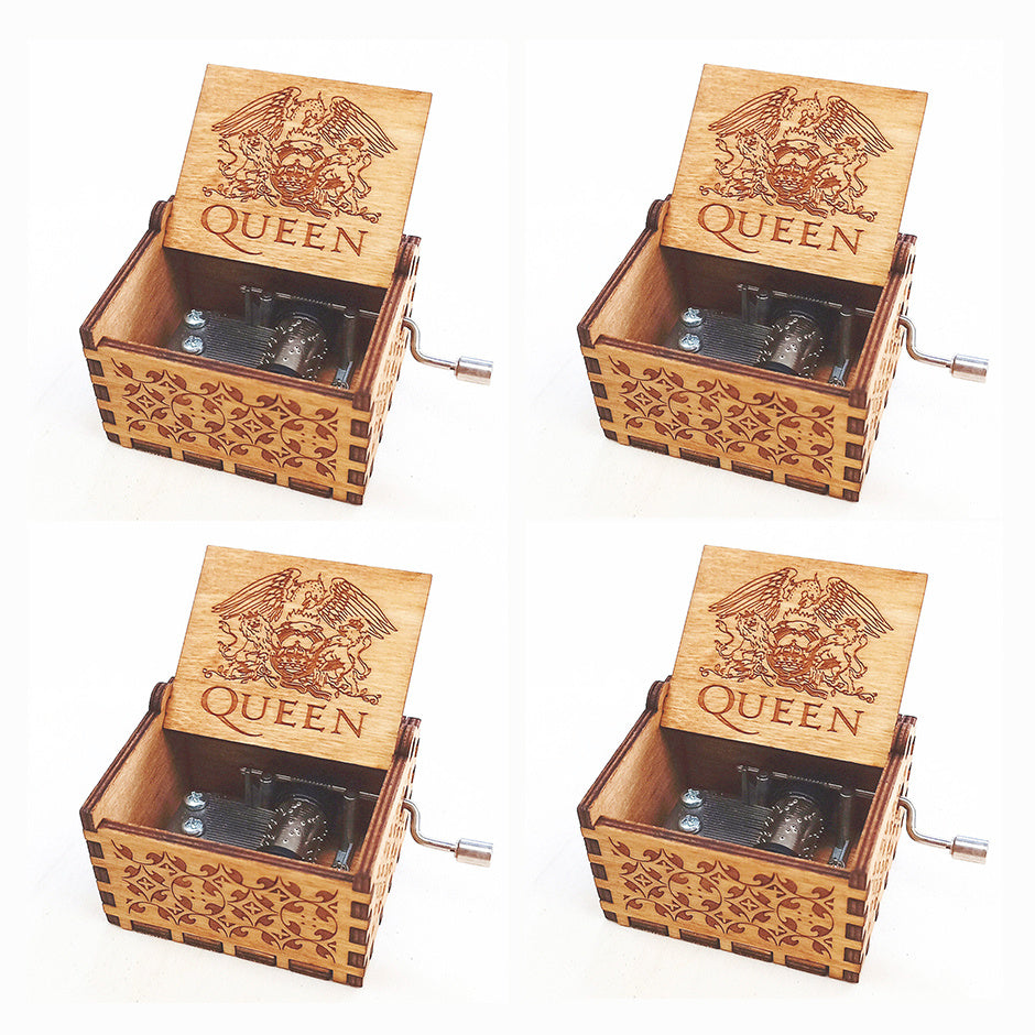 Caixa de Música em Madeira Entalhada Antiga – Presente de Natal, Aniversário e Decoração de Festa