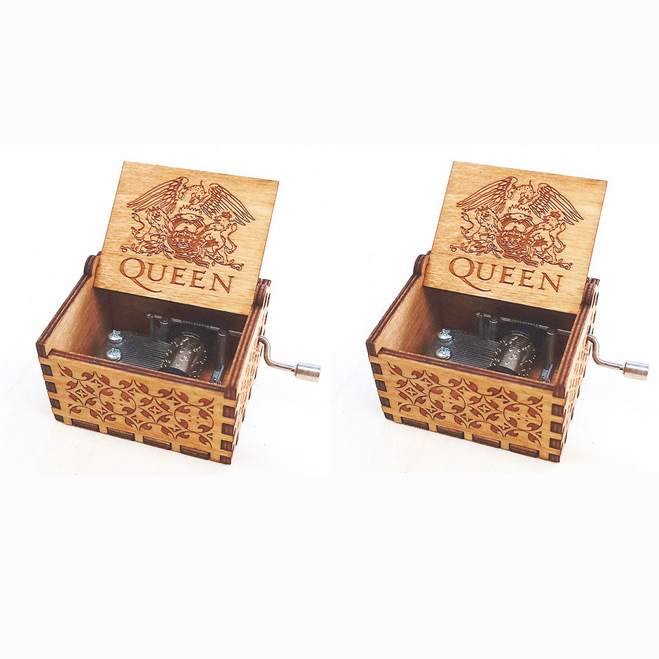 Caixa de Música em Madeira Entalhada Antiga – Presente de Natal, Aniversário e Decoração de Festa