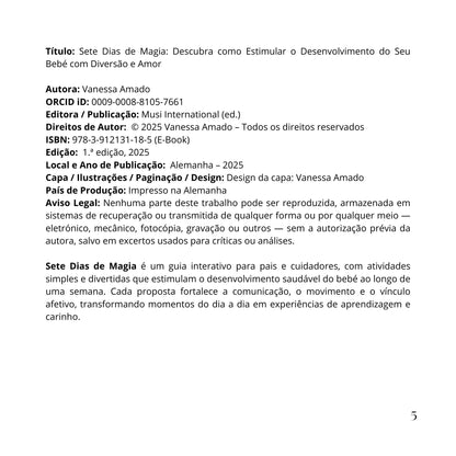Sete Dias de Magia: Descubra como estimular o desenvolvimento do seu bebé com diversão e amor