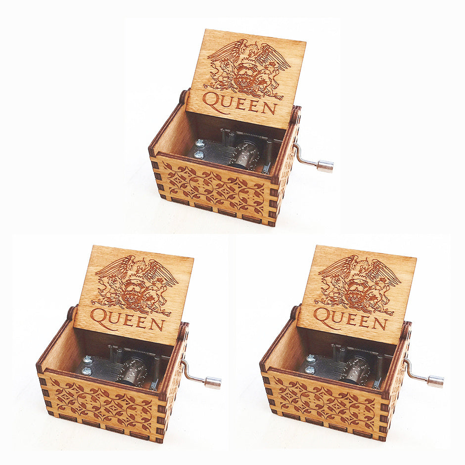 Caixa de Música em Madeira Entalhada Antiga – Presente de Natal, Aniversário e Decoração de Festa