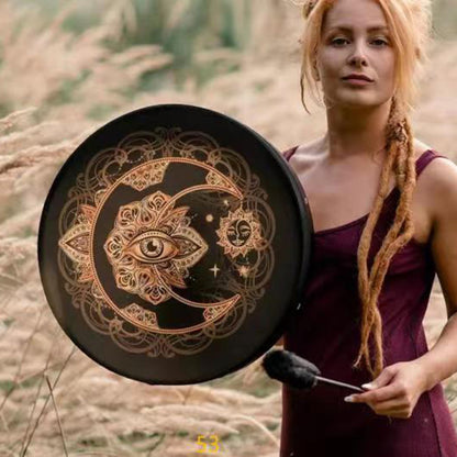 Tambor Xamânico Artesanal – Árvore da Vida, Estilo Siberiano, Presente Xamânico