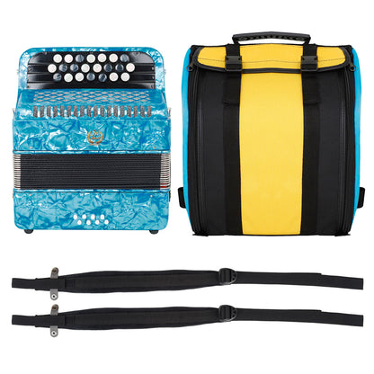 Acordeão Portátil Meibette – 22 Teclas, 8 Baixos, Botões de Afinação, Para Iniciantes e Performance