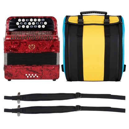 Acordeão Portátil Meibette – 22 Teclas, 8 Baixos, Botões de Afinação, Para Iniciantes e Performance