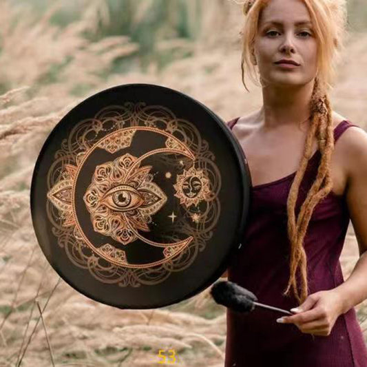 Tambor Xamânico Artesanal – Árvore da Vida, Estilo Siberiano, Presente Xamânico