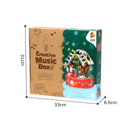 Caixa de Música – Árvore de Natal Rotativa com Blocos de Montar e com LED
